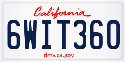CA license plate 6WIT360