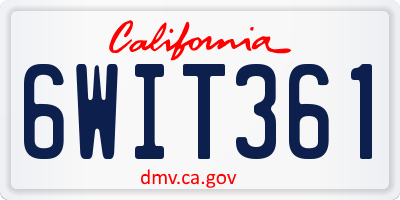 CA license plate 6WIT361