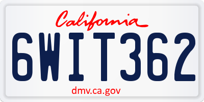 CA license plate 6WIT362