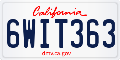 CA license plate 6WIT363
