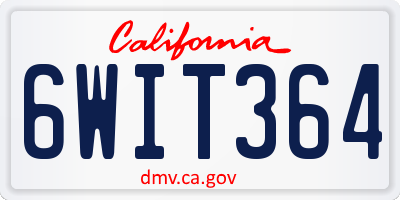 CA license plate 6WIT364