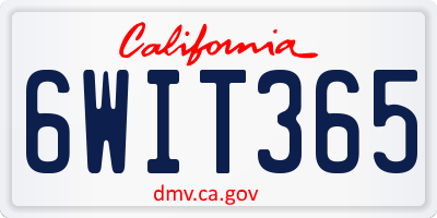 CA license plate 6WIT365