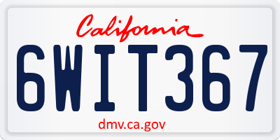 CA license plate 6WIT367