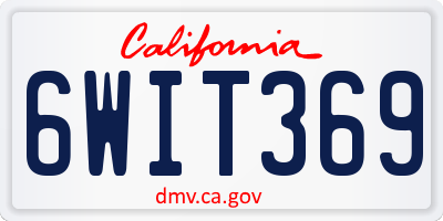 CA license plate 6WIT369