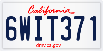 CA license plate 6WIT371