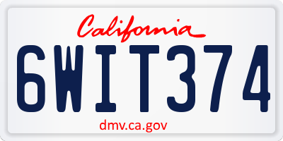CA license plate 6WIT374