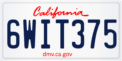 CA license plate 6WIT375