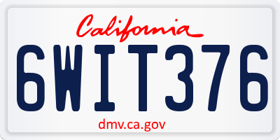 CA license plate 6WIT376