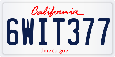 CA license plate 6WIT377