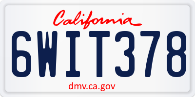 CA license plate 6WIT378