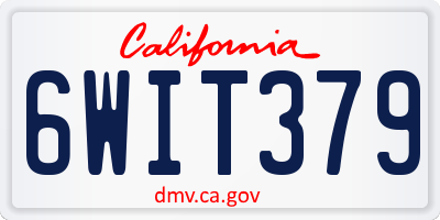 CA license plate 6WIT379