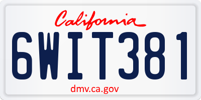CA license plate 6WIT381