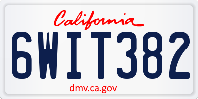 CA license plate 6WIT382