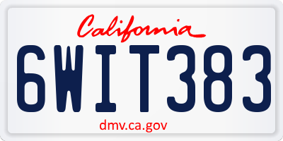 CA license plate 6WIT383