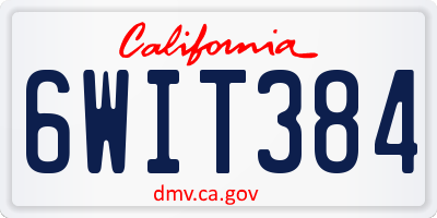 CA license plate 6WIT384