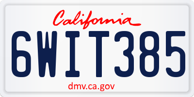CA license plate 6WIT385