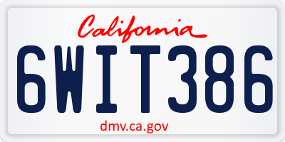 CA license plate 6WIT386