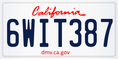CA license plate 6WIT387