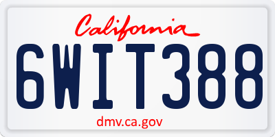 CA license plate 6WIT388