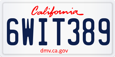 CA license plate 6WIT389