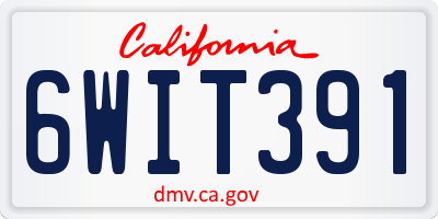 CA license plate 6WIT391
