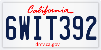 CA license plate 6WIT392