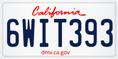 CA license plate 6WIT393