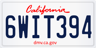 CA license plate 6WIT394