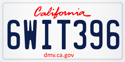 CA license plate 6WIT396