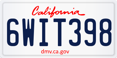 CA license plate 6WIT398