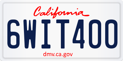 CA license plate 6WIT400
