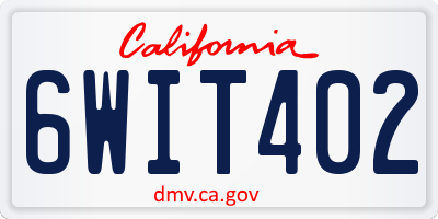 CA license plate 6WIT402