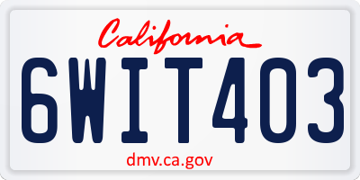 CA license plate 6WIT403