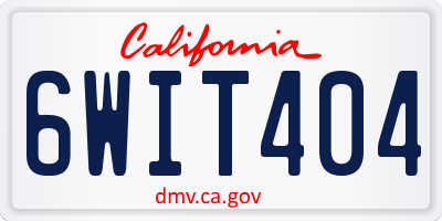 CA license plate 6WIT404