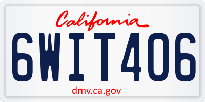 CA license plate 6WIT406