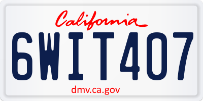 CA license plate 6WIT407