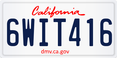 CA license plate 6WIT416