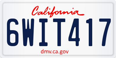 CA license plate 6WIT417
