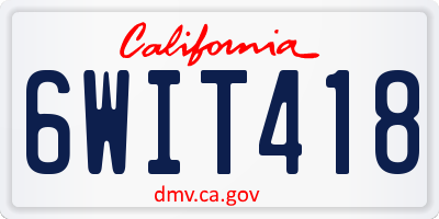 CA license plate 6WIT418