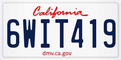 CA license plate 6WIT419