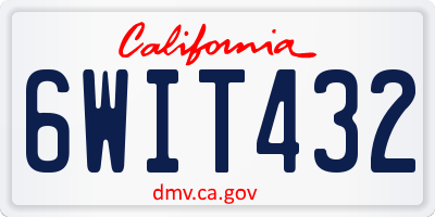CA license plate 6WIT432