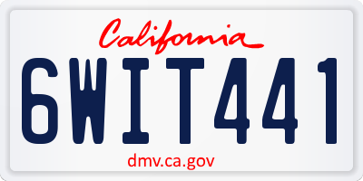 CA license plate 6WIT441