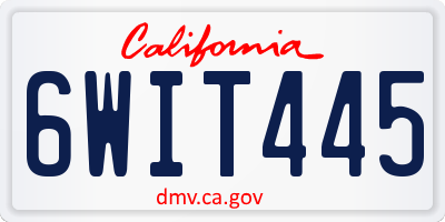 CA license plate 6WIT445