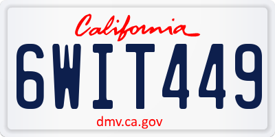 CA license plate 6WIT449