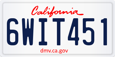 CA license plate 6WIT451