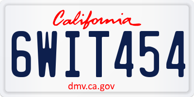 CA license plate 6WIT454