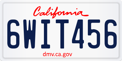 CA license plate 6WIT456