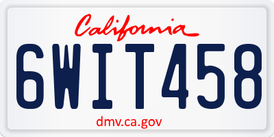 CA license plate 6WIT458