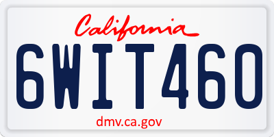 CA license plate 6WIT460