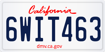CA license plate 6WIT463